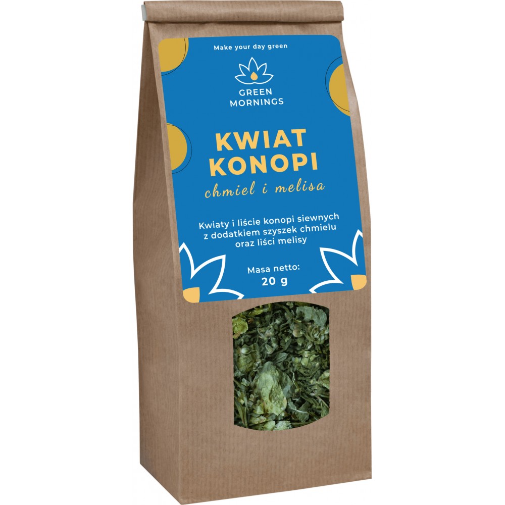 Green Mornings Herbata konopna KWIAT KONOPI chmiel i melisa (20 g)