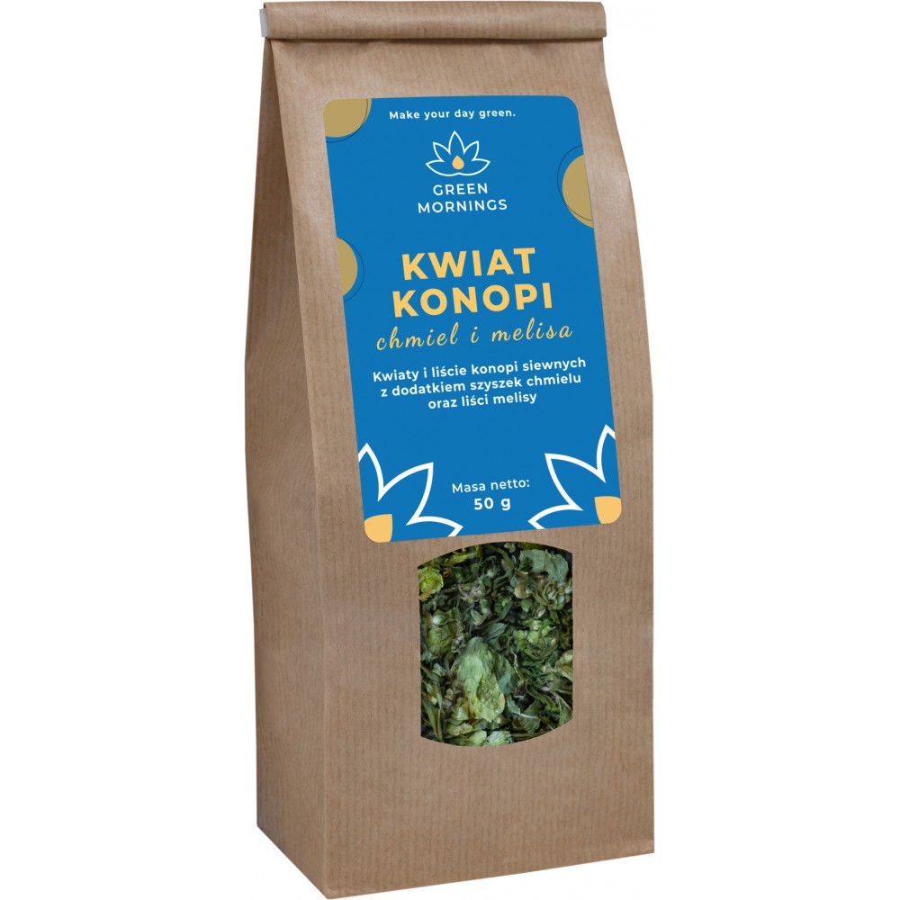 Green Mornings Herbata konopna KWIAT KONOPI chmiel i melisa (50 g)