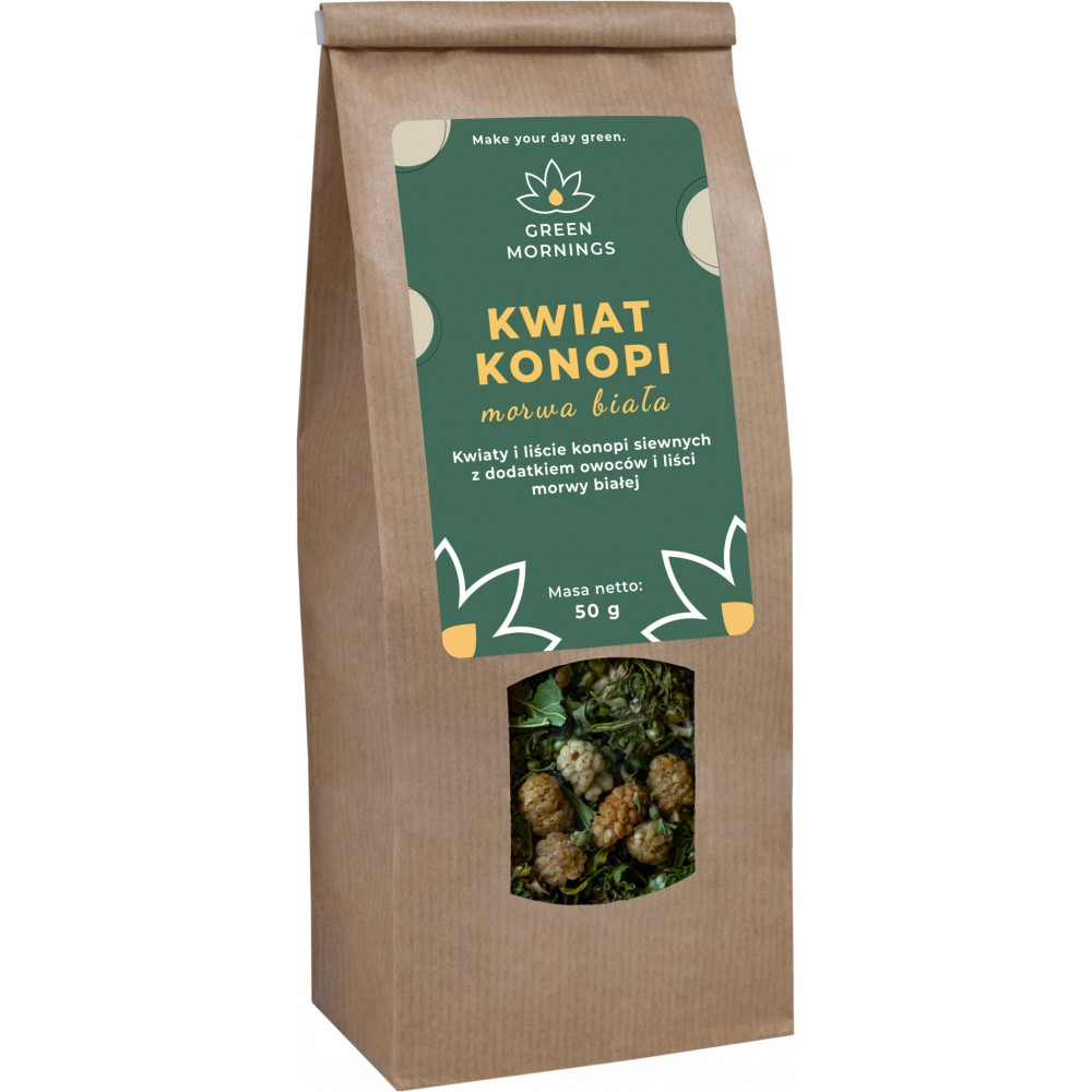 Green Mornings Herbata konopna KWIAT KONOPI morwa biała (50 g)