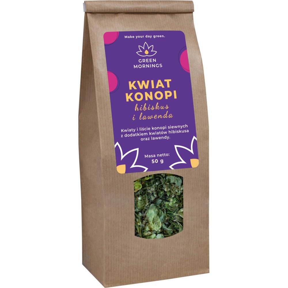 Green Mornings Herbata konopna KWIAT KONOPI hibiskus i lawenda (50 g)